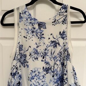 Zara Floral Dress in Blue and White